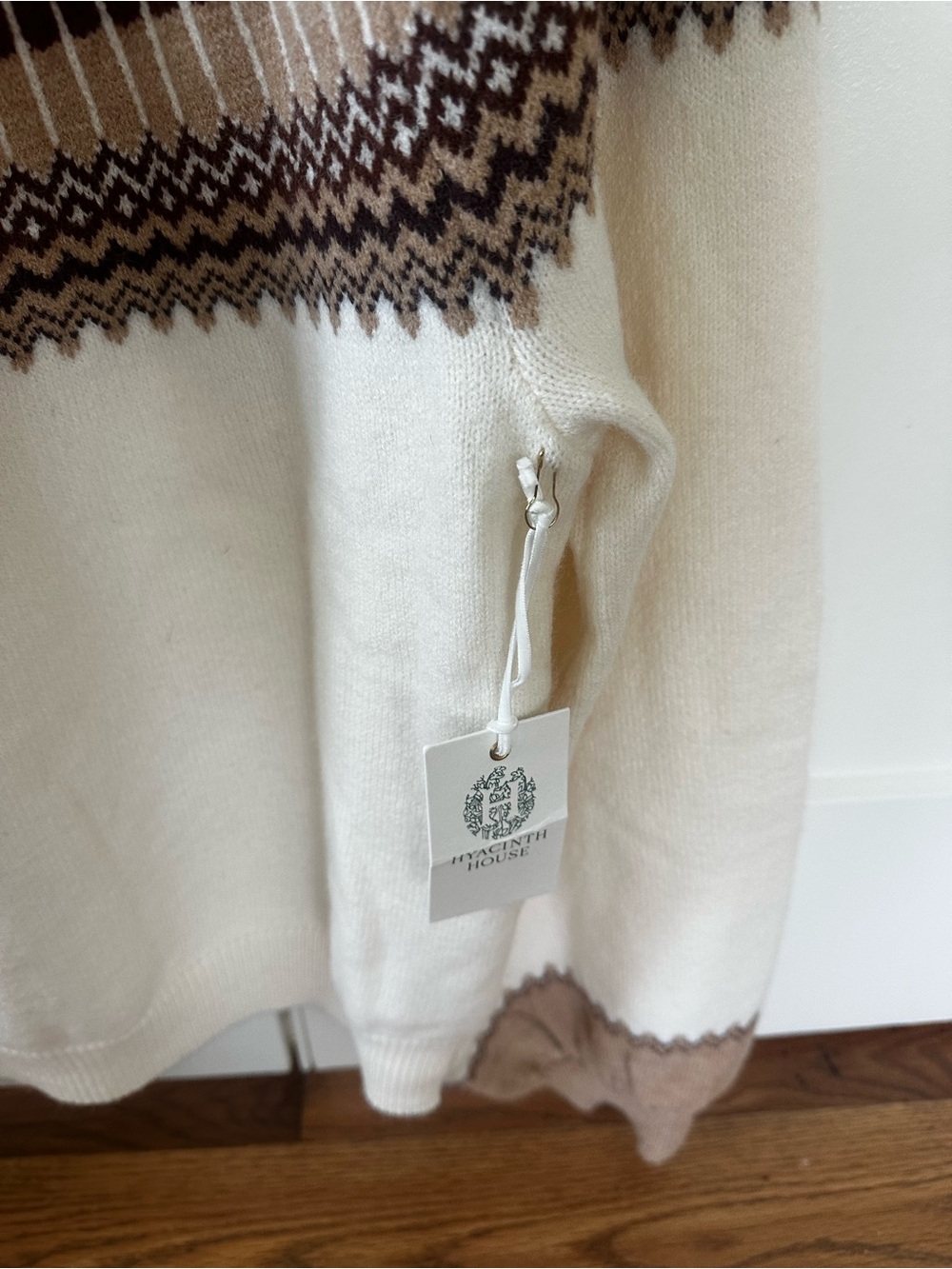 Tuckernuck Hyacinth House Cream/brown Fair Isle Yoke Sweater Size M NWT - Picture 3 of 4